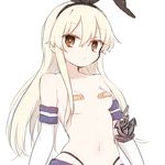  bad_id bad_pixiv_id bandaid bandaids_on_nipples blonde_hair blush bow breasts brown_eyes gloves hair_bow kantai_collection long_hair navel pasties pokonti shimakaze_(kantai_collection) small_breasts solo white_background white_gloves 