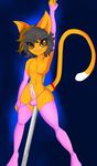  confusedkitty dancing feline gay girly legwear long_tail looking_at_viewer male mammal neronova penis pole pole_dancing smile stockings thong undressing voluptuous 