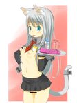  :p artificial_vagina blue_eyes breasts cat_tail censored crop_top detached_sleeves dildo hand_on_hip inverted_nipples lube md5_mismatch miniskirt navel nipples no_panties original pussy retsumaru silver_hair skirt small_breasts solo standing tail tongue tongue_out tray wrist_cuffs 