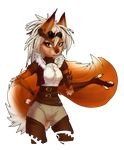  brown_nose female fur green_eyes hair looking_at_viewer mammal orange_fur orphen-sirius rodent smile solo squirrel steampunk white_fur white_hair 