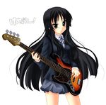  akiyama_mio bangs bass_guitar black_eyes black_hair blunt_bangs hime_cut iga_tamaki instrument k-on! long_hair school_uniform skirt solo 