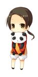  axis_powers_hetalia bad_id bad_pixiv_id brown_eyes brown_hair chibi china_(hetalia) hug male_focus panda ponytail solo yuzuki_(yuduame) 