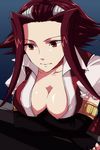  bad_id bad_pixiv_id breasts cleavage drill elbow_gloves gloves izayoi_aki large_breasts red_eyes red_hair short_hair sndokome solo spiked_hair yuu-gi-ou yuu-gi-ou_5d's 