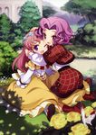  absurdres child code_geass cornelia_li_britannia dress euphemia_li_britannia highres hug long_hair multiple_girls one_eye_closed open_mouth pink_hair purple_eyes purple_hair short_hair siblings sisters smile yamamoto_keiji younger 