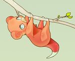  branch gen_1_pokemon hanging lowres msh no_humans pink_hair pokemon pokemon_(creature) slowpoke solo tail upside-down 