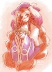  animal_ears artist_request bloom blush book breath_of_fire breath_of_fire_iii bunny_ears glasses gloves hat long_hair momo_(breath_of_fire) orange_hair red_hair robe solo 