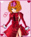  bad_id bad_pixiv_id blonde_hair blue_eyes bow breasts curly_hair frills gaap hat heart large_breasts mini_hat mini_top_hat pink_bow red_hair sideboob solo top_hat umineko_no_naku_koro_ni zenzaizen 