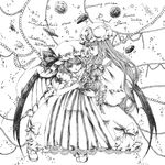 bad_id bad_pixiv_id bat_wings book greyscale hat long_hair monochrome multiple_girls nazo_(mystery) patchouli_knowledge remilia_scarlet short_hair touhou wings 