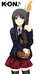  akiyama_mio bass_guitar black_eyes black_hair hizumi_(nanika_no_shougou) instrument k-on! long_hair plaid plaid_skirt school_uniform skirt solo thighhighs 