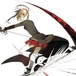  bad_id bad_pixiv_id brown_hair edato from_below from_ground green_eyes maka_albarn scythe skirt solo soul_eater twintails 