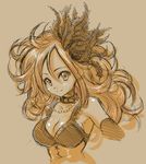  artist_request breasts cleavage collar corset dragon_quest dragon_quest_swords feathers hair_feathers jewelry medium_breasts monochrome necklace pearl sepia setia smile solo 