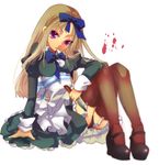  abi axis_powers_hetalia belarus_(hetalia) blonde_hair blood dagger dress garter_belt hair_ribbon knife lingerie long_hair mary_janes petticoat purple_eyes ribbon shoes solo thighhighs underwear weapon 