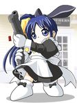  blue_eyes blue_hair chibi crossover gun hoihoi-san ichigeki_sacchuu!!_hoihoi-san itou_noemi maid side_ponytail solo waitress weapon with_you 