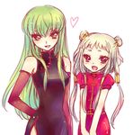  :d c.c. china_dress chinese_clothes code_geass dress green_hair heart mizunomoto multiple_girls open_mouth smile tianzi 