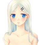  akasuga_moyashi bare_shoulders blue_eyes face hair_ornament hairclip kisara long_hair silver_hair solo yuu-gi-ou yuu-gi-ou_duel_monsters 