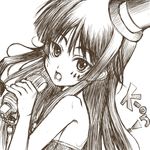  akiyama_mio bad_id bad_pixiv_id bare_shoulders don't_say_&quot;lazy&quot; facepaint gao_(naodayo) greyscale hat k-on! long_hair microphone microphone_stand mini_hat mini_top_hat monochrome sketch solo top_hat 