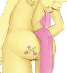  anthro anthrofied butt cutie_mark equine female fluttershy_(mlp) friendship_is_magic mammal my_little_pony nude oops_(artist) pegasus plain_background solo white_background wings yellow_body 
