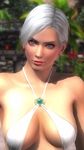 1girl 3d beach breasts christie_(doa) dead_or_alive dead_or_alive_5 large_breasts solo swimsuit tecmo white_hair 