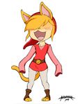  anthro blush clothed clothing feline girly hair legwear link male mammal masamaki nintendo solo the_legend_of_zelda tights tongue tunic video_games wide_hips 