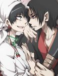  bandana black_eyes black_hair hakutaku_(hoozuki_no_reitetsu) hoozuki_(hoozuki_no_reitetsu) hoozuki_no_reitetsu horn multiple_boys nitoni oni pointy_ears sheath short_hair sword weapon 