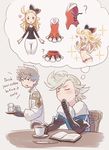  2boys ? ahoge bad_id bad_tumblr_id blonde_hair bravely_default:_flying_fairy bravely_default_(series) commentary edea_lee elbow_gloves gloves imagining long_hair multiple_boys pantyhose ringabel satokivi tiz_oria underwear underwear_only 