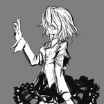  character_request dress expressionless gagawa_ichi greyscale long_sleeves looking_away lowres monochrome nichoume_rojiura_tantei_kitan short_hair solo stitches torn_clothes 