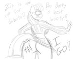  anthro anthrofied black_and_white bottomless breasts butt dialog english_text equine female friendship_is_magic hair horse jrvanesbroek mammal monochrome my_little_pony photo_finish_(mlp) pony pussy side_boob sketch skirt solo text 