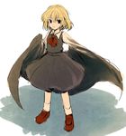  ascot blonde_hair blouse cape ex-rumia expressionless furorida no_ribbon red_footwear rumia shoes short_hair sketch skirt touhou vest 