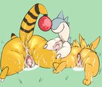  ampharos anus butt clitoris cum cum_in_ass cum_in_pussy cum_inside eeveelution female jolteon kingofacesx lying mammal nintendo pachirisu pok&#233;mon pok&eacute;mon presenting presenting_hindquarters pussy raised_tail rodent sex squirrel video_games 