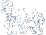  boxers briefs butt equine fluttershy_(mlp) friendship_is_magic horse mammal monochrome my_little_pony pegasus plain_background pony presenting presenting_hindquarters rainbow_dash_(mlp) sketch stoic5 underwear white_background wings 