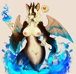  canine female fsmaverick horn looking_at_viewer magic mammal nude pussy solo wings 