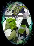  ahoge apron boots braid closed_eyes green_hair long_hair mochino_(kaika) pixiv_fantasia plague_doctor plant silver_hair translation_request very_long_hair 