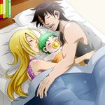  2boys baby baby_be'el beelzebub_(manga) black_hair blonde_hair blush hilda_(beelzebub) image_sample karoll_ann long_hair md5_mismatch multiple_boys oga_tatsumi open_mouth pixiv_sample short_hair sleeping 