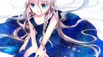  blue_dress blue_eyes braid dress ia_(vocaloid) ichinose_(sorario) long_hair starry_sky_print twin_braids very_long_hair vocaloid 