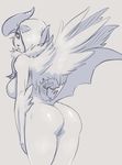  1girl absol ass breasts from_behind furry hair_over_one_eye highres live_for_the_funk looking_back looking_over_shoulder mega_absol mega_pokemon nude personification pokemon pokemon_(game) pokemon_xy pussy sideboob solo tail uncensored wings 