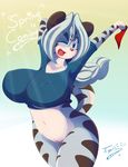  anthro big_breasts blue_eye breasts clothed clothing feline female hair long_hair mammal minina one_eye_closed open_mouth pussy solo tiger tiger1001 tongue underwear white_hair 