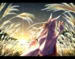  animal_ears blurry bow depth_of_field ear_ribbon field fox_ears fox_mask fox_tail hair_bow japanese_clothes kimono long_hair mask nagishiro_mito original sad sad_smile solo tail tears twilight wheat wheat_field white_hair wide_sleeves 