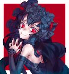  bare_shoulders black_hair cfm detached_sleeves dress gothic_lolita isolated_island_oni kantai_collection lolita_fashion long_hair looking_at_viewer pale_skin red_eyes shinkaisei-kan smile solo 