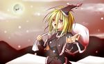  black_santa_costume blonde_hair christmas ex-rumia hat red_eyes rumia sack santa_costume santa_hat sleigh snowing tennenmoe touhou 