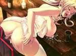  1girl anal anus ass blonde_hair breasts censored cum cum_in_ass cum_on_body cum_on_breasts cum_on_upper_body demonion demonion_ii:_maou_to_sannin_no_joou elf eyes_closed facial game_cg happy_sex lactation large_breasts milk penis pointy_ears pussy sex 