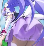  armpit_peek ass cure_fortune from_behind hair_ornament happinesscharge_precure! haruyama_kazunori heart heart_hair_ornament hikawa_iona long_hair magical_girl ponytail precure purple_hair solo wide_ponytail 