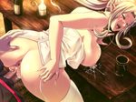 1girl anus ass blonde_hair breasts censored cum cum_in_pussy cum_on_body cum_on_breasts cum_on_upper_body demonion demonion_ii:_maou_to_sannin_no_joou eyes_closed facial game_cg happy_sex lactation large_breasts milk penis pointy_ears pussy sex vaginal 
