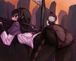  akemi_homura argyle argyle_legwear ass bdsm bent_over black_legwear bondage bound clara_dolls_(madoka_magica) guillotine lace lace-trimmed_panties long_hair magical_girl mahou_shoujo_madoka_magica maullarmaullar panties panties_under_pantyhose pantyhose peril pillory restrained solo_focus stationary_restraints underwear 