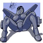  aircraft breasts butt engine featureless_crotch female living_aircraft looking_at_viewer lying missile mrzero nipples on_back presenting red_eyes sharp_teeth solo spread_legs spreading teeth 