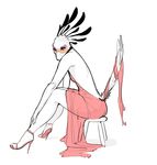  bird crossdressing falcon_mccooper feathers high_heels looking_at_viewer male proxer_(character) secretary_bird solo tailfeathers 