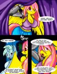  anthro blue_fur clothing comic cook cw_fluttershy dialog duo english_text equine female fur glacier_(character) hair horn inside long_hair mammal my_little_pony navel open_mouth original_character pegasus pink_hair red_eyes suirano text two_tone_hair unicorn wings yellow_fur 
