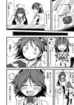  &gt;_&lt; 2girls :d =_= ^_^ ahoge bare_shoulders blush closed_eyes comic eighth_note greyscale hairband hiei_(kantai_collection) ichimi kamen_rider kamen_rider_kuuga_(series) kantai_collection kongou_(kantai_collection) long_hair monochrome multiple_girls musical_note nontraditional_miko open_mouth short_hair skirt smile speech_bubble translated |_| 