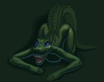  alligator breasts female glowing glowing_eyes nude open_mouth reptile scalie siyah smile teeth tongue 