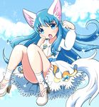  :o animal_ears bare_legs blue_eyes blue_hair blush cat_ears cat_tail cloud day frills full_body happinesscharge_precure! kemonomimi_mode kemoribon long_hair precure shirayuki_hime shoes sidelocks skirt sky solo tail white_skirt 