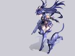 animal cat gray gun leotard long_hair mechagirl original purple_hair robot weapon won_(toufunokado) 